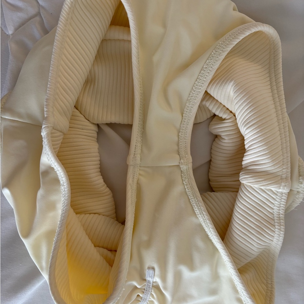 Montce Cream Ribbed Added Coverage High Rise Bikini Bottom - Picture 4 of 4